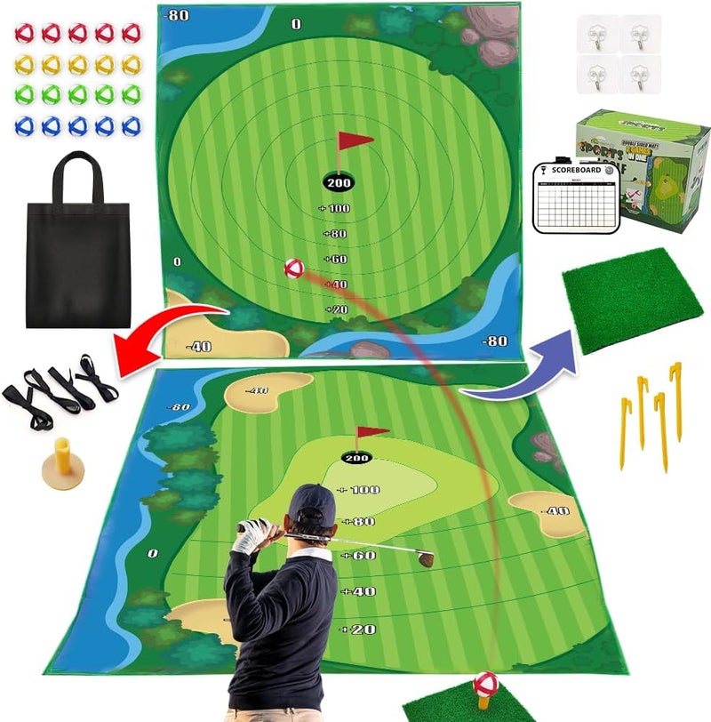 MHM 's Ultimate Indoor Golf Chipping Game Mat - Premium Practice Mat - Ideal Golf Simulator for Home Use - Image 1